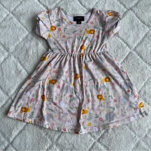 Picapino | Pink Animal Print Floral Bamboo Short Sleeve Dress | Size 12 Months